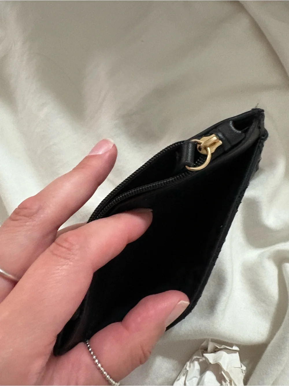 Primark Black Quilted Card & Key Holder with Gold 'M' Accent